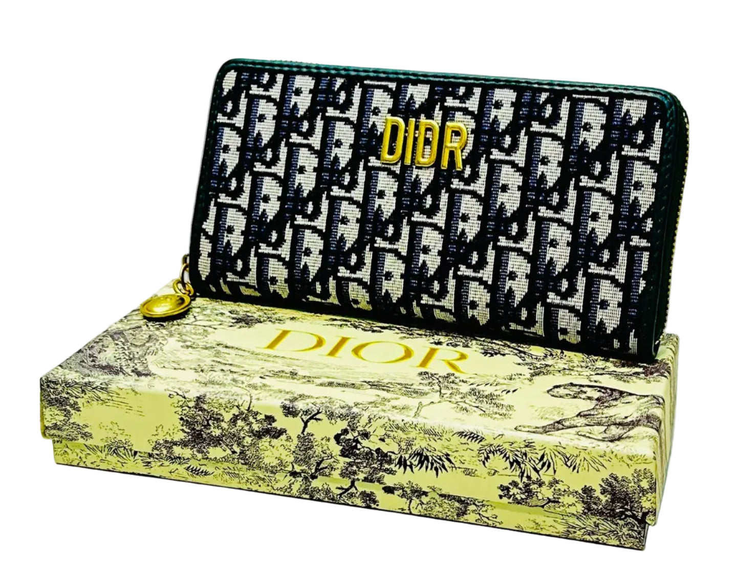 Dior - Oblique Zip Around Wallet Black & Beige