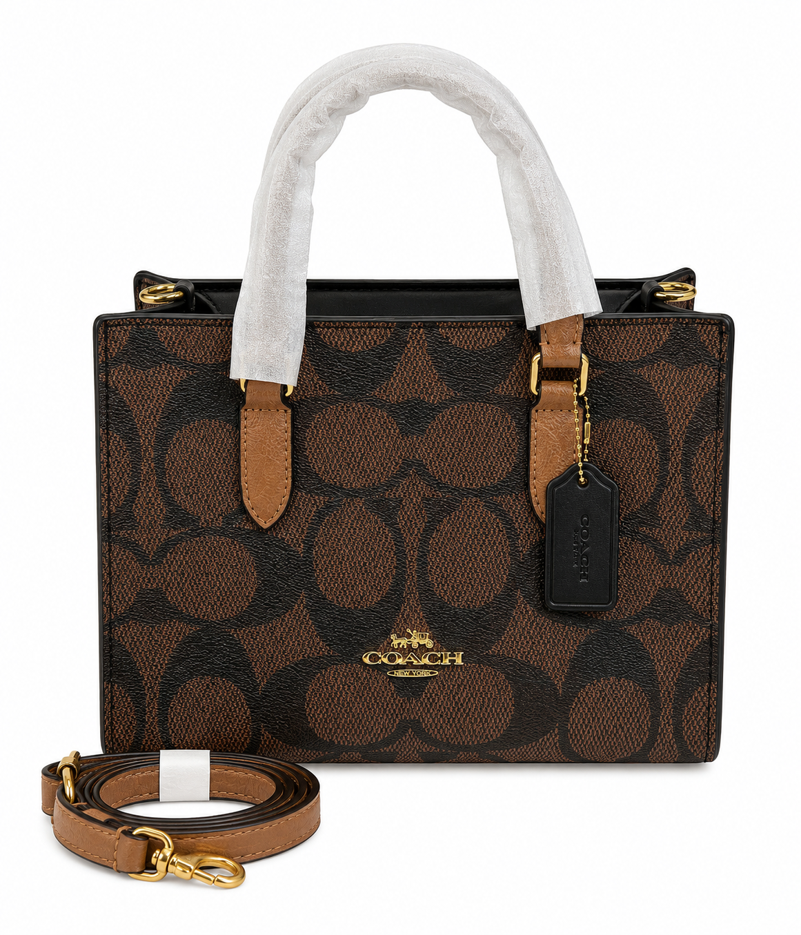 Coach Mini Tote Bag (Black Pebbled Leather)
