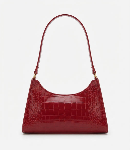 Minimalist Croc-Embossed Shoulder Bag (Free Key Chain)
