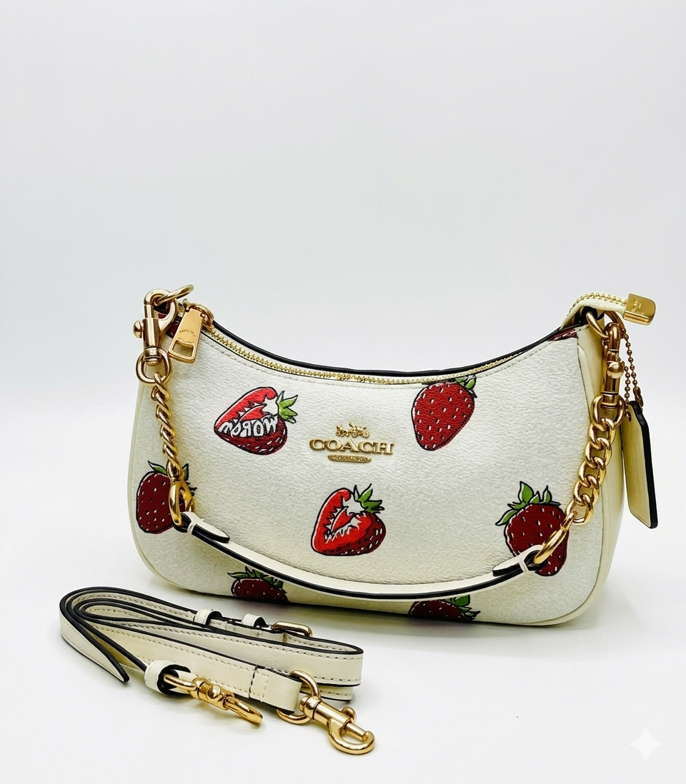 Coach - Teri Shoulder Bag White Strawberry Emblem