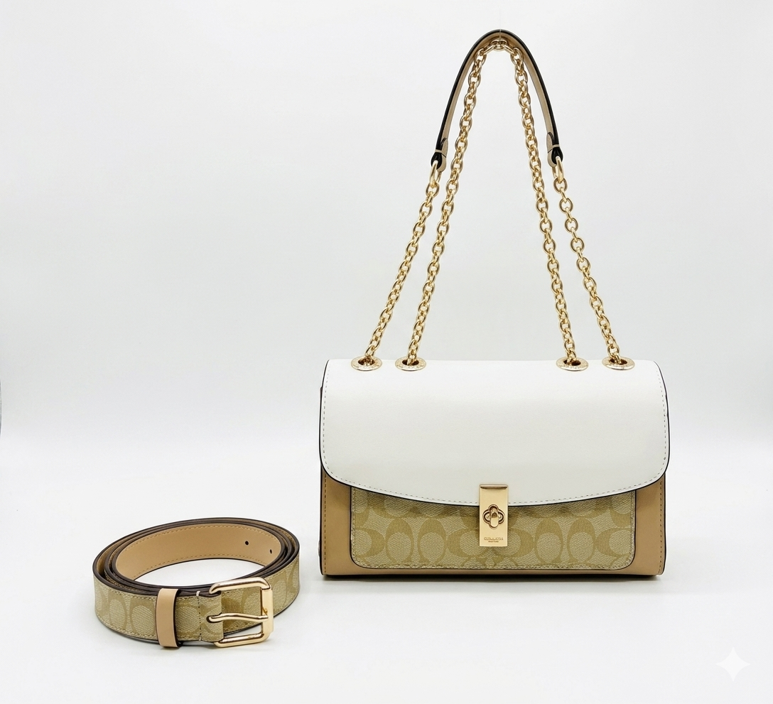 Coach - Tabby Shoulder Bag Brown White Lap