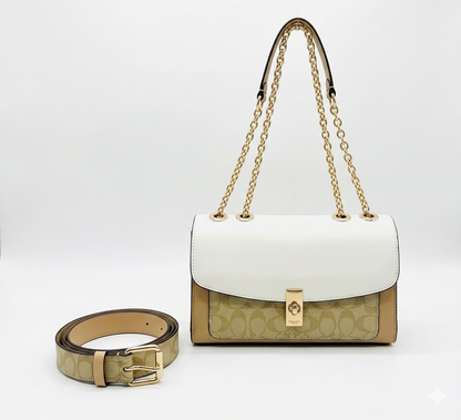 Coach - Tabby Shoulder Bag Brown White Lap