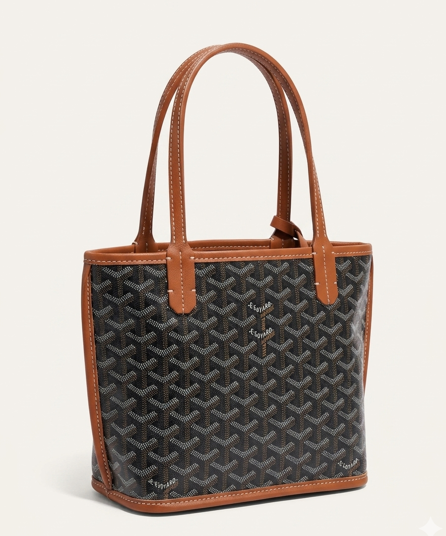Goyard Tote Bag - Black with brown (Medium with Pouch)