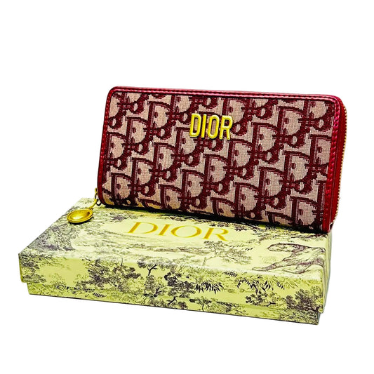 Dior - Oblique Zip Around Wallet Red & Beige