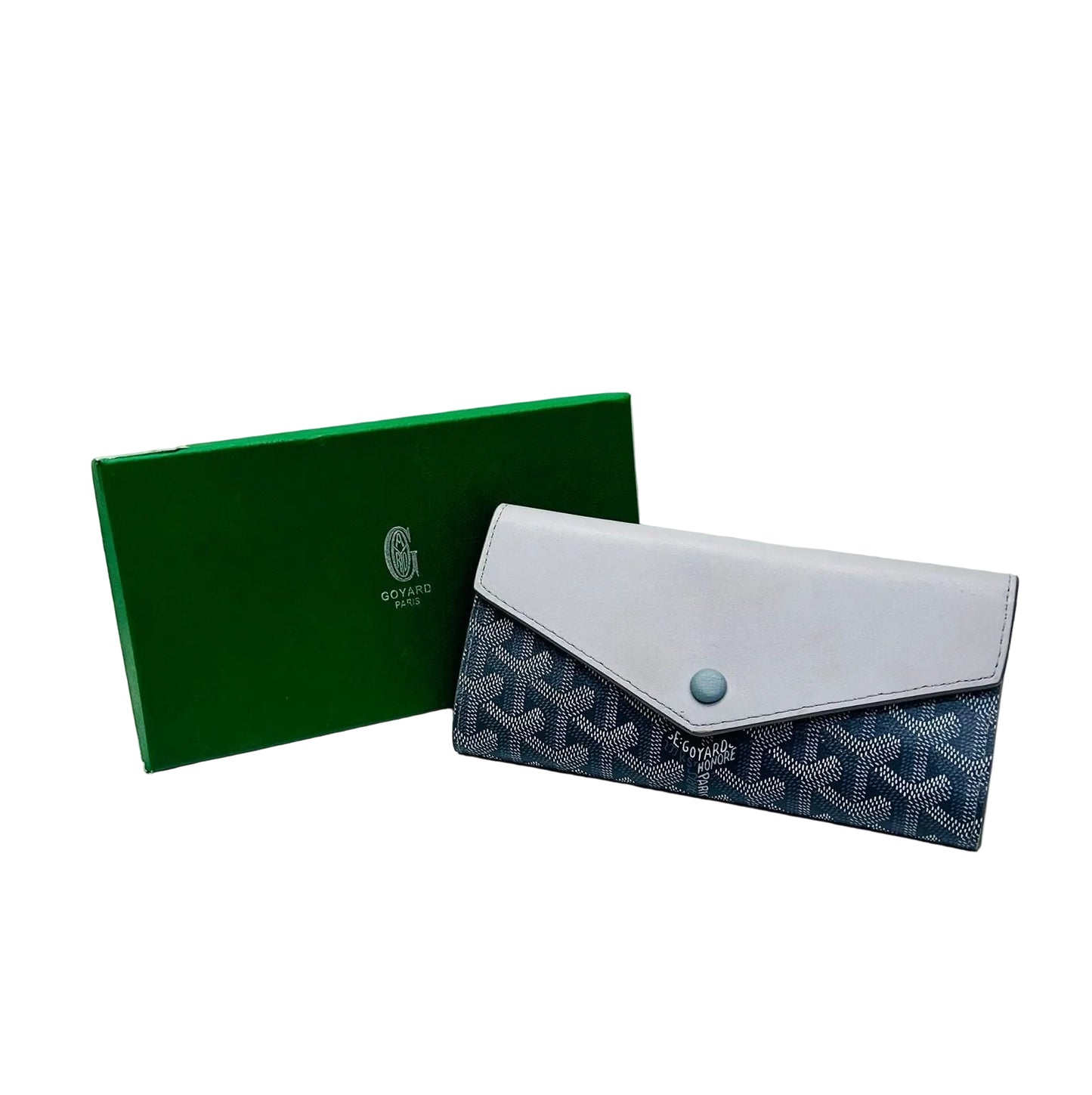 Goyard - Long Wallet Navy Blue, White Lap