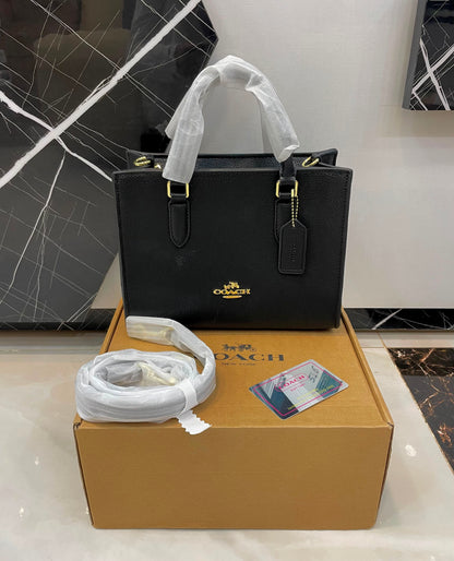 Coach Mini Tote Bag (Black Pebbled Leather)