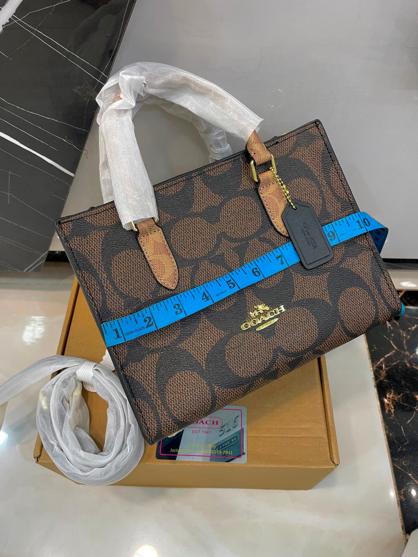 Coach Mini Tote Bag (Black Pebbled Leather)
