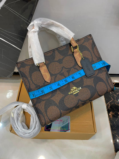 Coach Mini Tote Bag (Black Pebbled Leather)