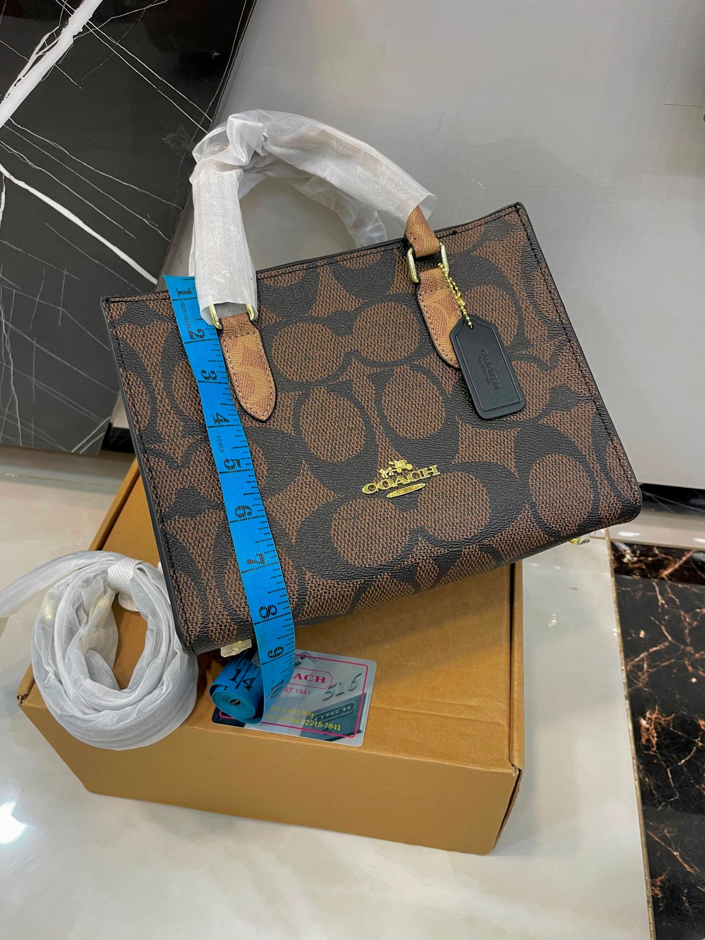 Coach Mini Tote Bag (Black Pebbled Leather)