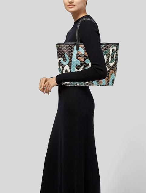 Goyard Black Leatherr Camouflage Goyardine Coated Canvas Limited Edition Saint Louis PM Tote